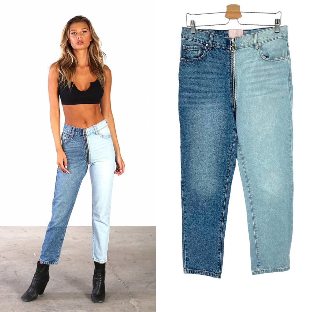 Revice Yin Yang Two-Tone Zip Front Jeans Size 31